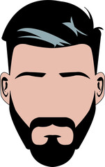 Bearded man illustration for haircut logo design model. flat logo design