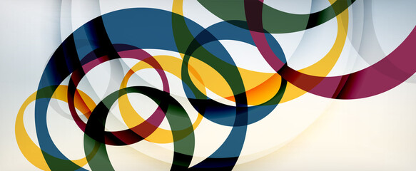 Obraz premium Ring geometric shapes, o letter repetition wallpaper. Abstract background for business or technology presentations, internet posters or web brochure covers