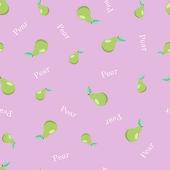 Seamless pattern with pears and lettering.