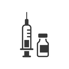 Vaccine and syringe icon on white background. Vector illustration.