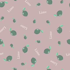 Seamless pattern with limes and lettering.