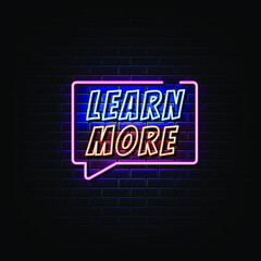 Learn More Neon Signs Style Text Vector