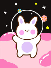 Planet Space Bunny Decorative Painting