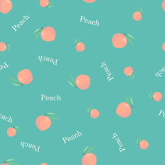 Seamless pattern with peaches and lettering.