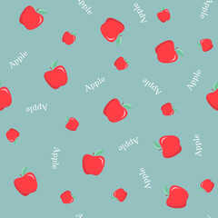 Seamless pattern with apples and lettering.
