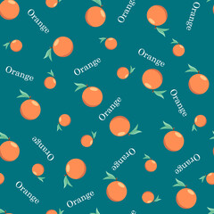 Seamless pattern with oranges and lettering.