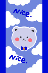 Hand drawn cartoon clouds bear children room cute carpet