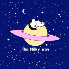 Hand drawn cartoon planet stars small fresh round carpet