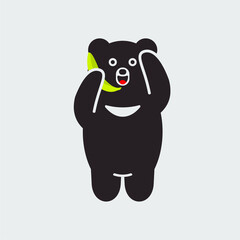 vector cute Asian bear mascot character for social media chat stickers