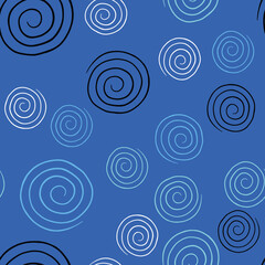 Vector seamless texture background pattern. Hand drawn, blue, white, black colors.