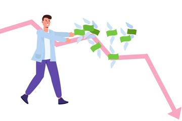 Losse money concept, coronavirus pandemic global impact. World financial crisis. Vector illustration.