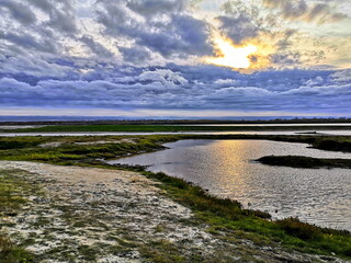 sunset over the river