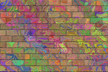 fading graffiti brick wall