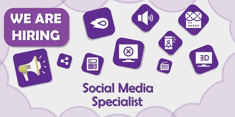 we are hiring social media specialist vector illustration