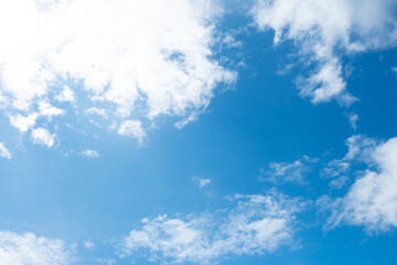Blue sky with large clouds, close up