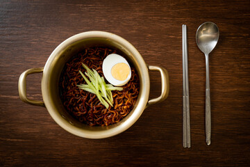 Korean Instant Noodle with Black Bean Sauce (Jajangmyeon or JJajangmyeon)