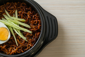 Korean Instant Noodle with Black Bean Sauce (Jajangmyeon or JJajangmyeon)