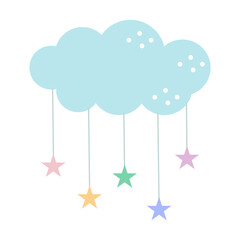 Star cloud, flat color vector illustration, design, decoration, print, icon