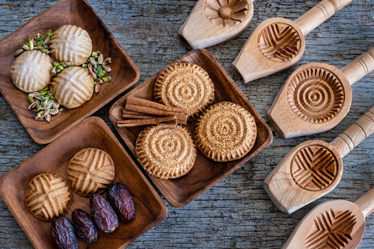 Cookies made with cookie molds named k&ouml;mbe