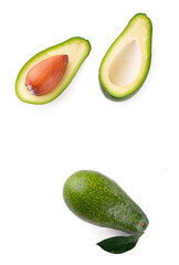avocado, clipping path, isolated on white background full depth of field .
