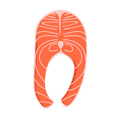 Raw salmon steak on a white background. Fish