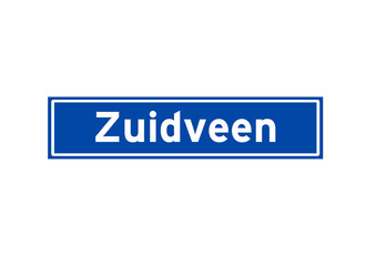 Zuidveen isolated Dutch place name sign. City sign from the Netherlands.