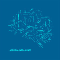 Technological brain and machine learning concept