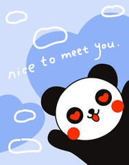 Hand drawn cartoon cute panda bedroom tapestry