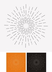 Obraz premium Hand drawn sunburst, vintage radial burst, abstract line sunshine vector collection