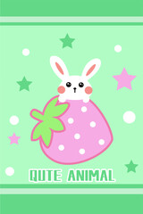 Hand drawn cartoon cute fruit bunny creative carpet