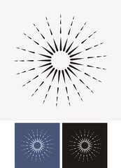 Fototapeta premium Hand drawn sunburst, vintage radial burst, abstract line sunshine vector collection
