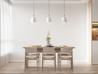 Interior Dining Room Wall Mockup - 3d Rendering, 3d Illustration 
