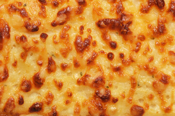 Pizza cheese backed crust texture or background