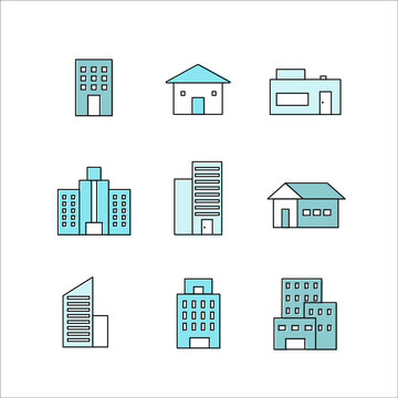 flat illustration of city building icon vector, urban set concept for design 