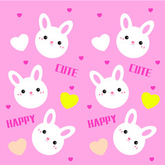 Hand drawn cartoon pink love rabbit round carpet