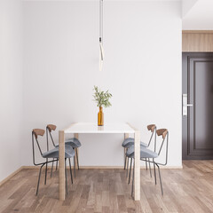 Interior Dining Room Wall Mockup - 3d Rendering, 3d Illustration 

