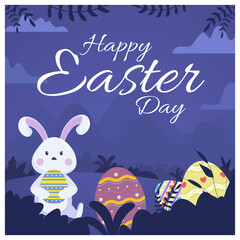 vector Happy easter illustration with funny bunny