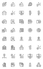 Business and finance line icons set. linear style symbols collection, outline signs pack. vector graphics. Set includes icons as business analytics, investment chart, management, financial diagram