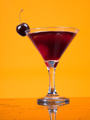 cocktail  with cherry closeup