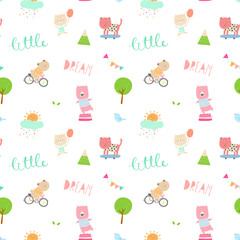 seamless pattern cute animal background