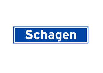 Schagen isolated Dutch place name sign. City sign from the Netherlands.