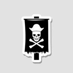 Pirate flag sticker icon isolated on white background 