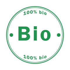Bio logo. 100% organic product mark. Natural goods without GMOs. Vector