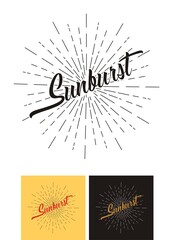 sunburst -lettering vector on sunburst background