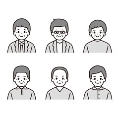 シニア 男性 アイコン モノクロ イラスト
