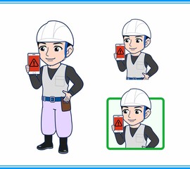 工事現場にいる作業員の男性