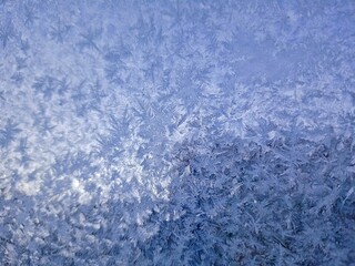 Snow and ice on the glass of the car. 
