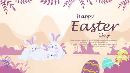 Obraz na płótnie Canvas vector Happy easter illustration with funny bunny
