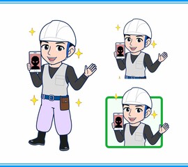 工事現場にいる作業員の男性