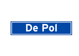De Pol isolated Dutch place name sign. City sign from the Netherlands.